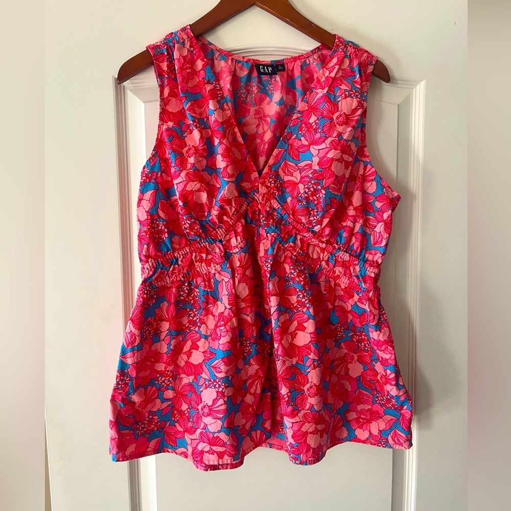 GAP Pink and Blue Floral Blouse